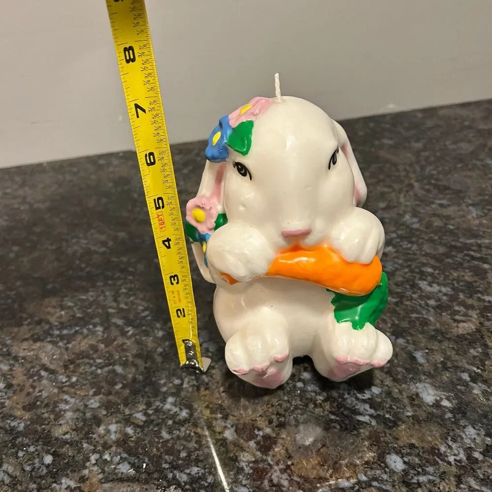 Vintage Wax Bunny Candle Easter Decoration Chabby Chic carrot